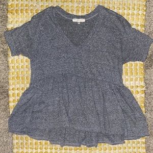 Truly Madly Deeply V-Neck Gray Peplum Tee